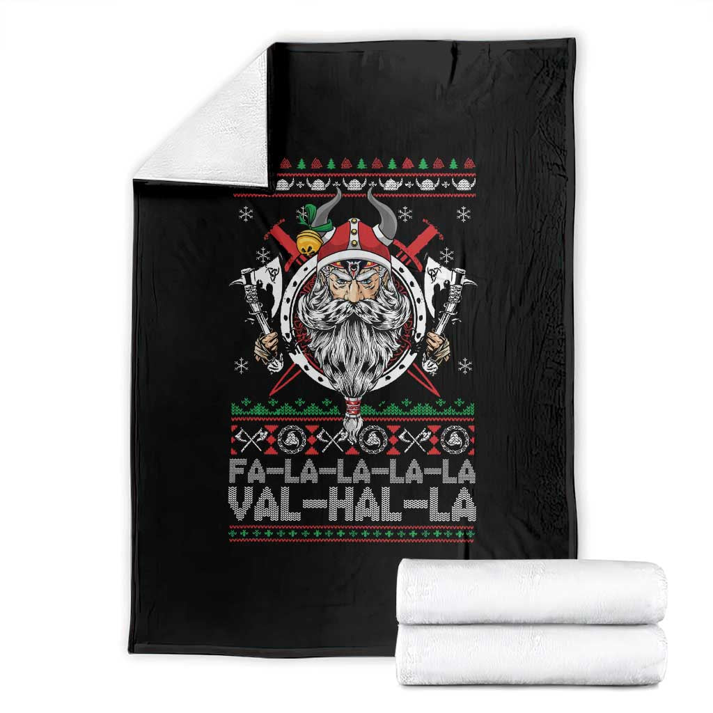 Christmas Viking Throw Blanket Fa La La La La Val Hal La Santa Viking Warriors - Wonder Print Shop