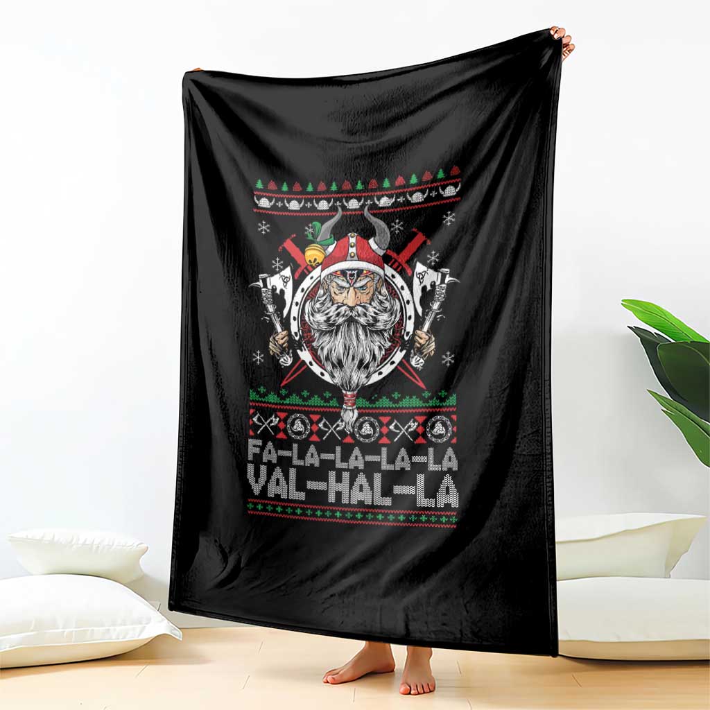 Christmas Viking Throw Blanket Fa La La La La Val Hal La Santa Viking Warriors - Wonder Print Shop