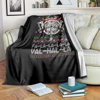 Christmas Viking Throw Blanket Fa La La La La Val Hal La Santa Viking Warriors - Wonder Print Shop