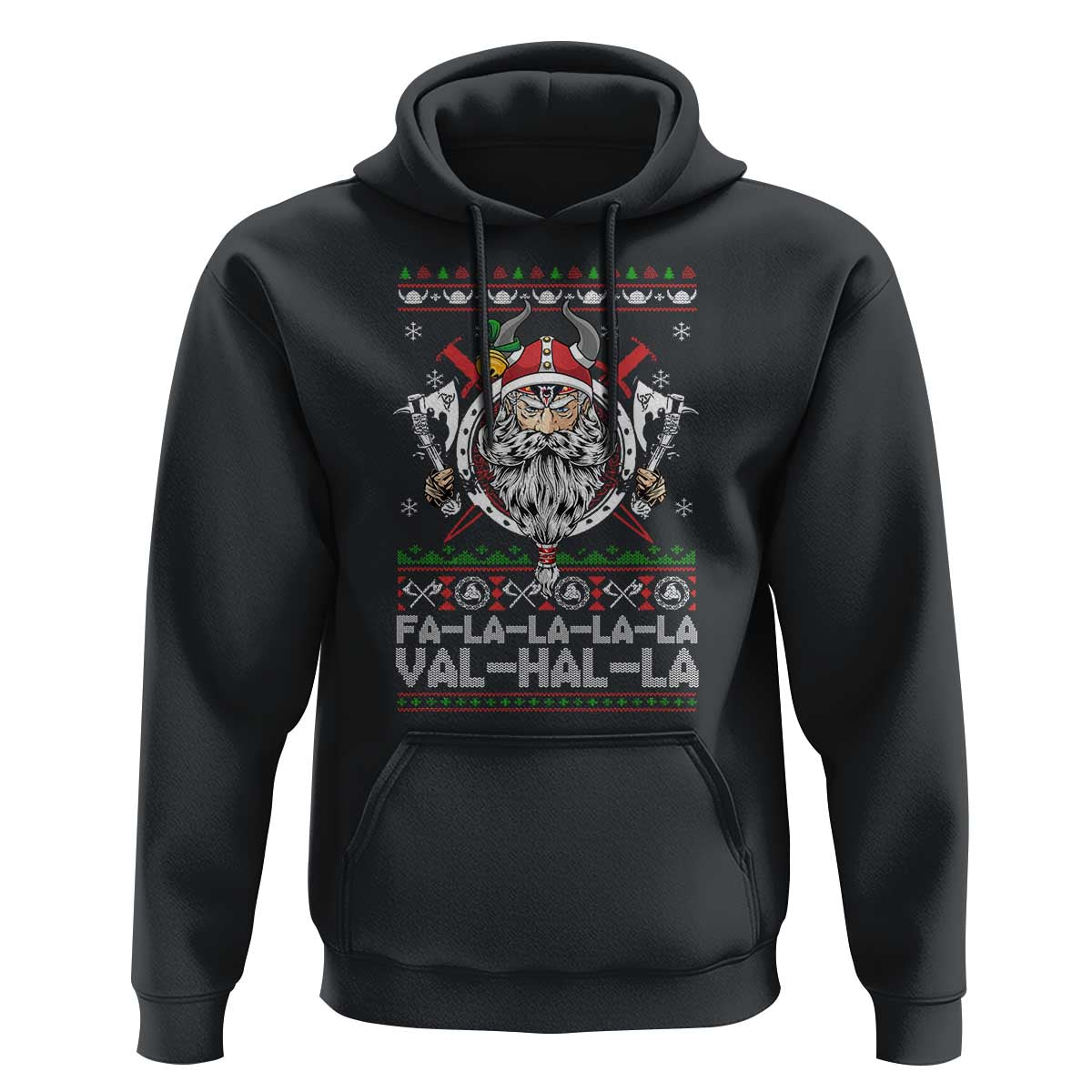 Christmas Viking Hoodie Fa La La La La Val Hal La Santa Viking Warriors