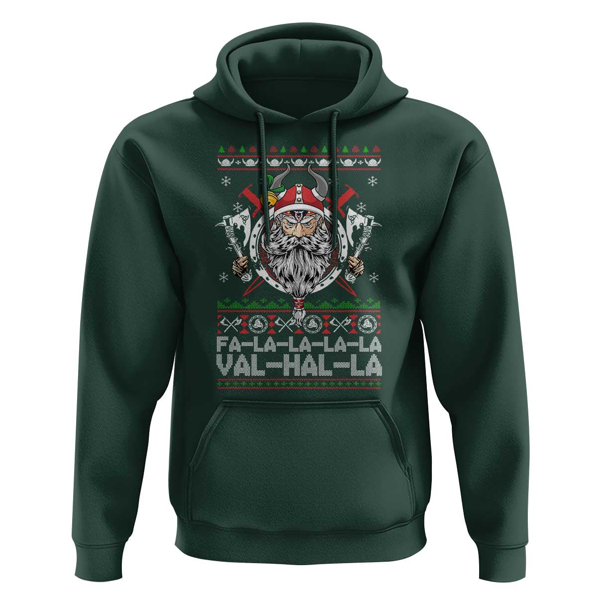 Christmas Viking Hoodie Fa La La La La Val Hal La Santa Viking Warriors