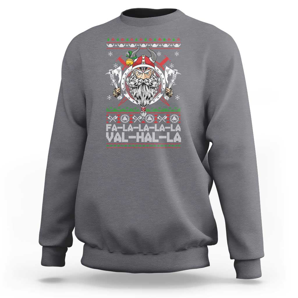 Christmas Viking Sweatshirt Fa La La La La Val Hal La Santa Viking Warriors - Wonder Print Shop