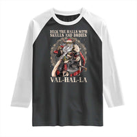 Viking Christmas Raglan Shirt Deck The Halls With Skulls And Bodies Valhalla - Wonder Print Shop