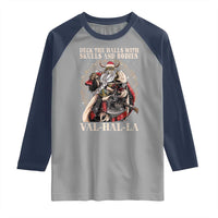 Viking Christmas Raglan Shirt Deck The Halls With Skulls And Bodies Valhalla - Wonder Print Shop