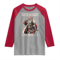 Viking Christmas Raglan Shirt Deck The Halls With Skulls And Bodies Valhalla - Wonder Print Shop
