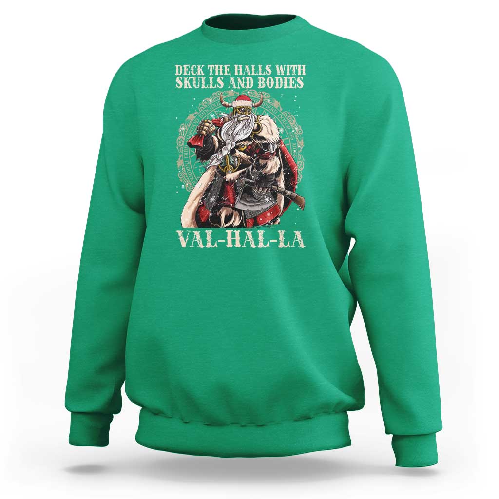 Viking Christmas Sweatshirt Deck The Halls With Skulls And Bodies Valhalla - Wonder Print Shop
