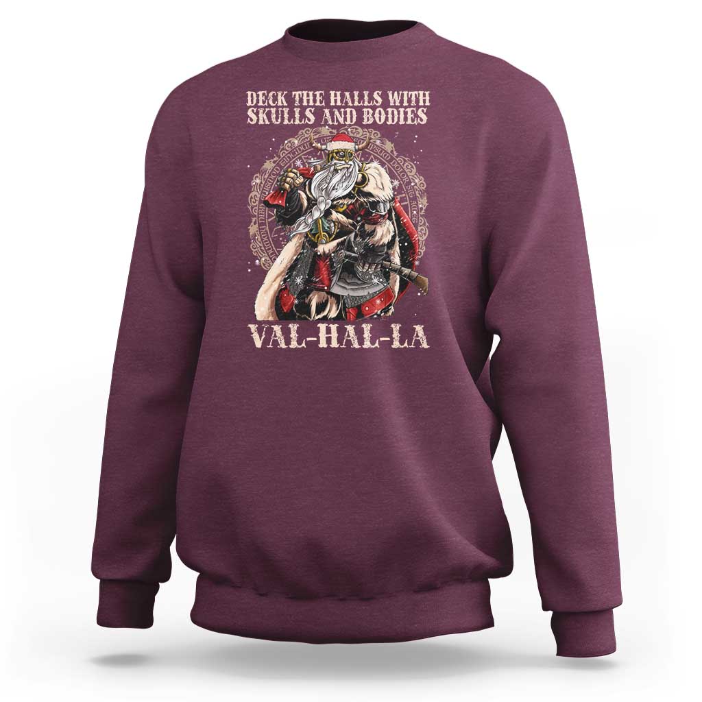 Viking Christmas Sweatshirt Deck The Halls With Skulls And Bodies Valhalla - Wonder Print Shop