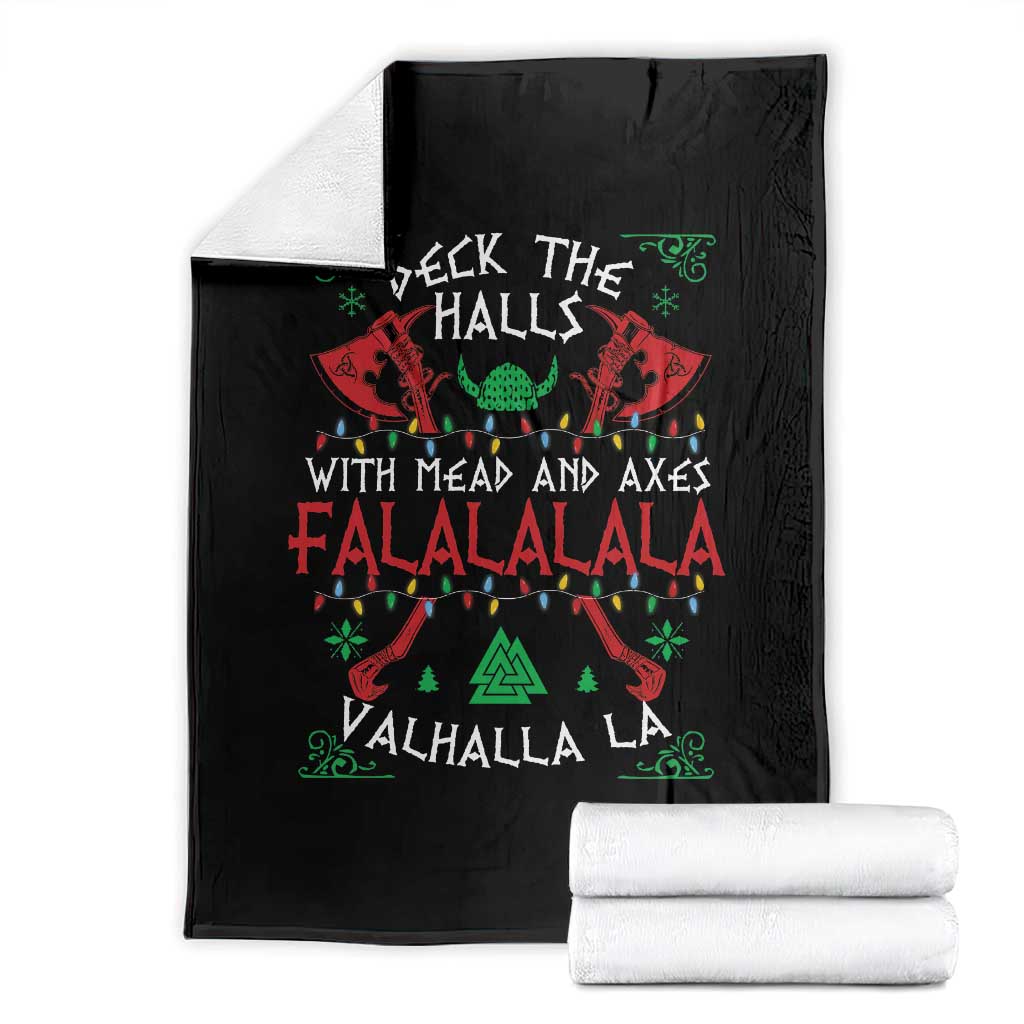Viking Christmas Throw Blanket Deck The Halls With Mead And Axes Falalala Valhalla La - Wonder Print Shop