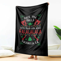 Viking Christmas Throw Blanket Deck The Halls With Mead And Axes Falalala Valhalla La - Wonder Print Shop