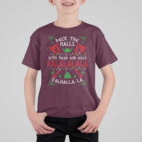 Viking Christmas T Shirt For Kid Deck The Halls With Mead And Axes Falalala Valhalla La - Wonder Print Shop