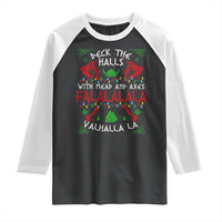 Viking Christmas Raglan Shirt Deck The Halls With Mead And Axes Falalala Valhalla La - Wonder Print Shop