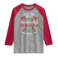 Viking Christmas Raglan Shirt Deck The Halls With Mead And Axes Falalala Valhalla La - Wonder Print Shop