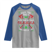 Viking Christmas Raglan Shirt Deck The Halls With Mead And Axes Falalala Valhalla La - Wonder Print Shop