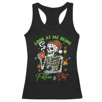 Look At Me Being Festive And Shit Racerback Tank Top Funny Christmas Skeleton - Wonder Print Shop