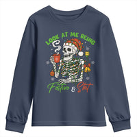 Look At Me Being Festive And Shit Youth Sweatshirt Funny Christmas Skeleton - Wonder Print Shop