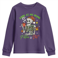 Look At Me Being Festive And Shit Youth Sweatshirt Funny Christmas Skeleton - Wonder Print Shop