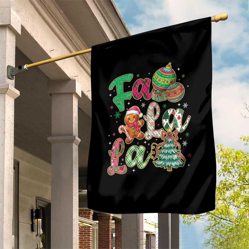 Funny Falala Christmas Song Faux Glitter Gingerbread Garden Flag - Wonder Print Shop
