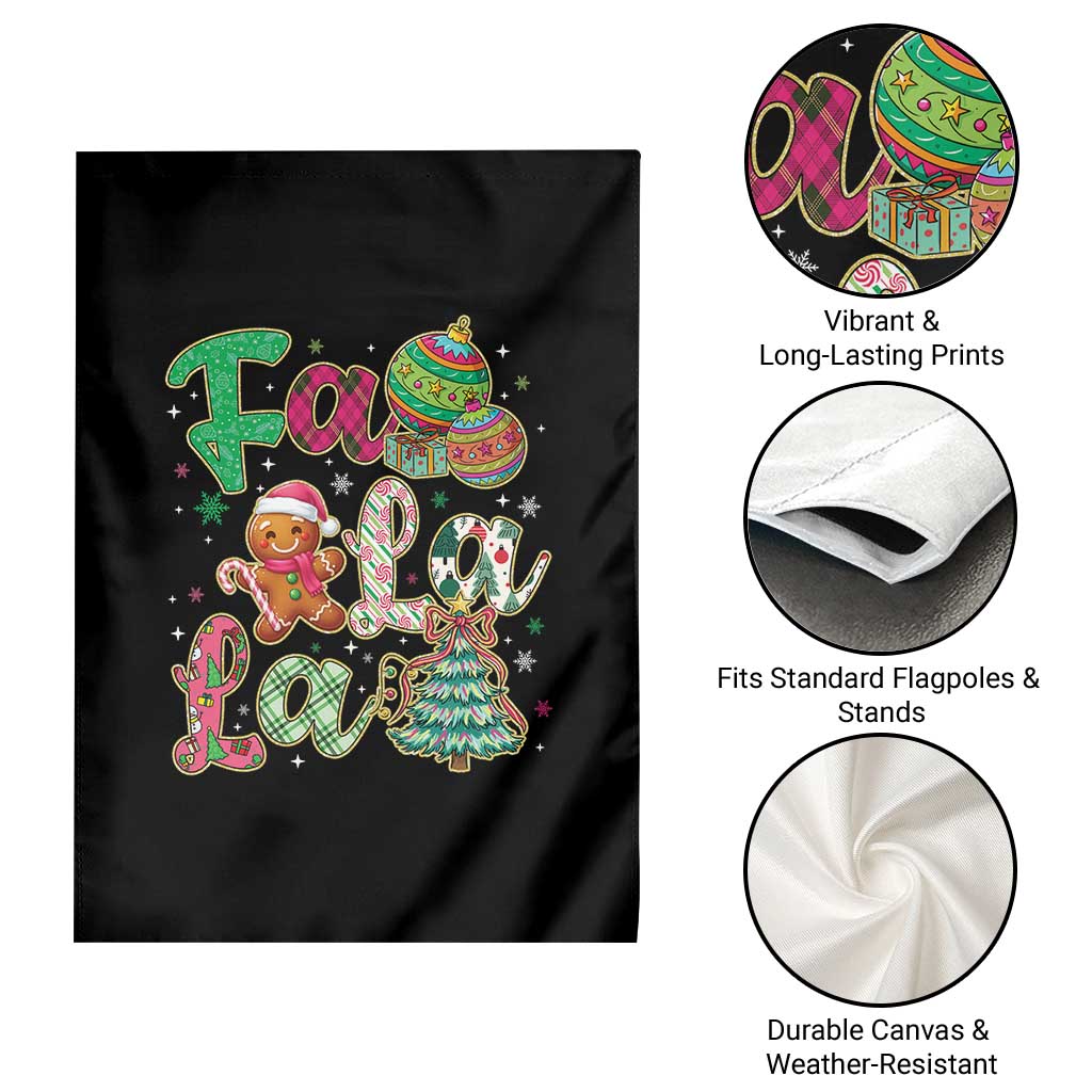 Funny Falala Christmas Song Faux Glitter Gingerbread Garden Flag - Wonder Print Shop