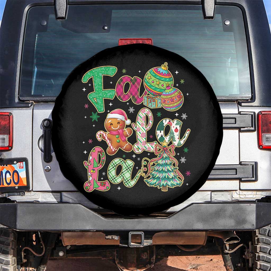 Funny Falala Christmas Song Faux Glitter Gingerbread Spare Tire Cover - Wonder Print Shop