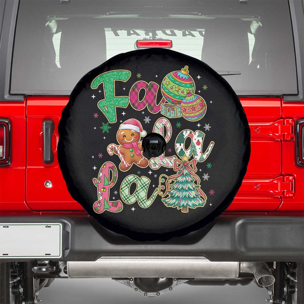 Funny Falala Christmas Song Faux Glitter Gingerbread Spare Tire Cover - Wonder Print Shop