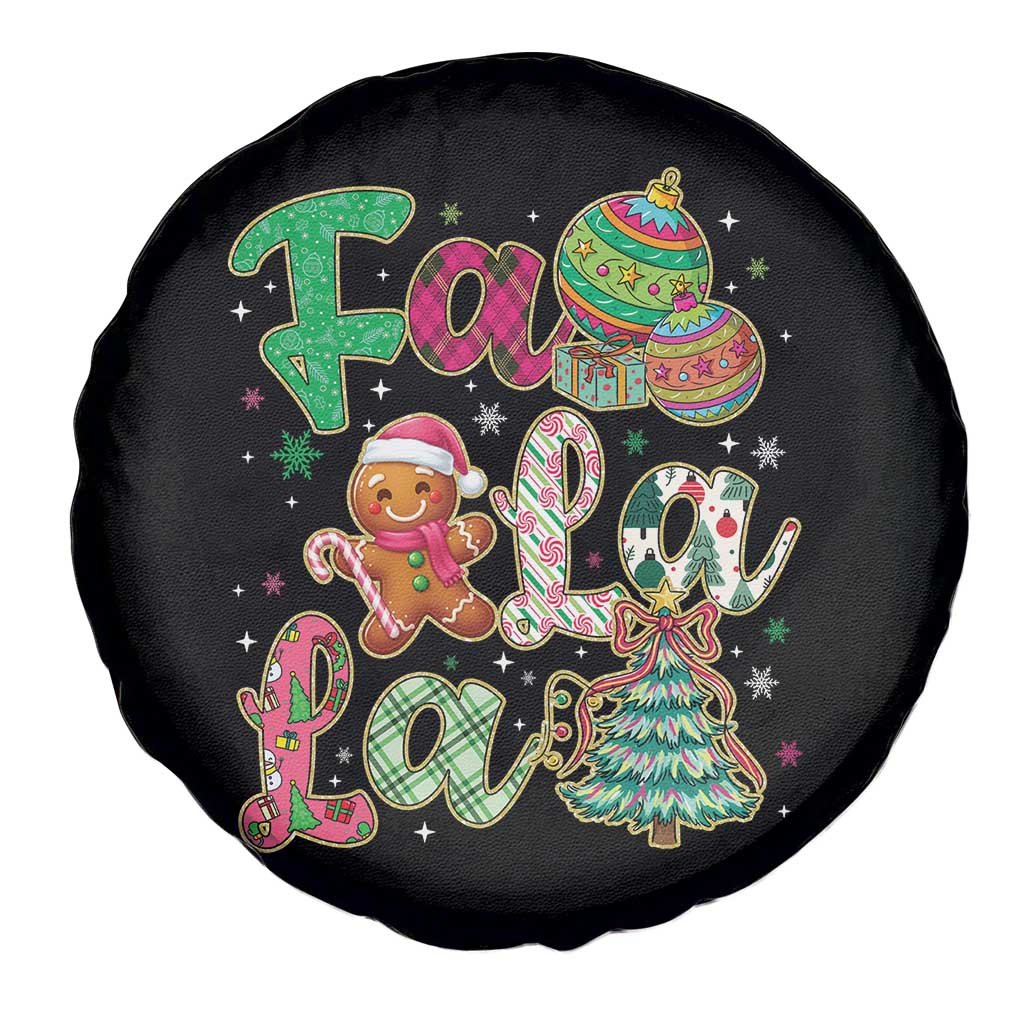 Funny Falala Christmas Song Faux Glitter Gingerbread Spare Tire Cover - Wonder Print Shop