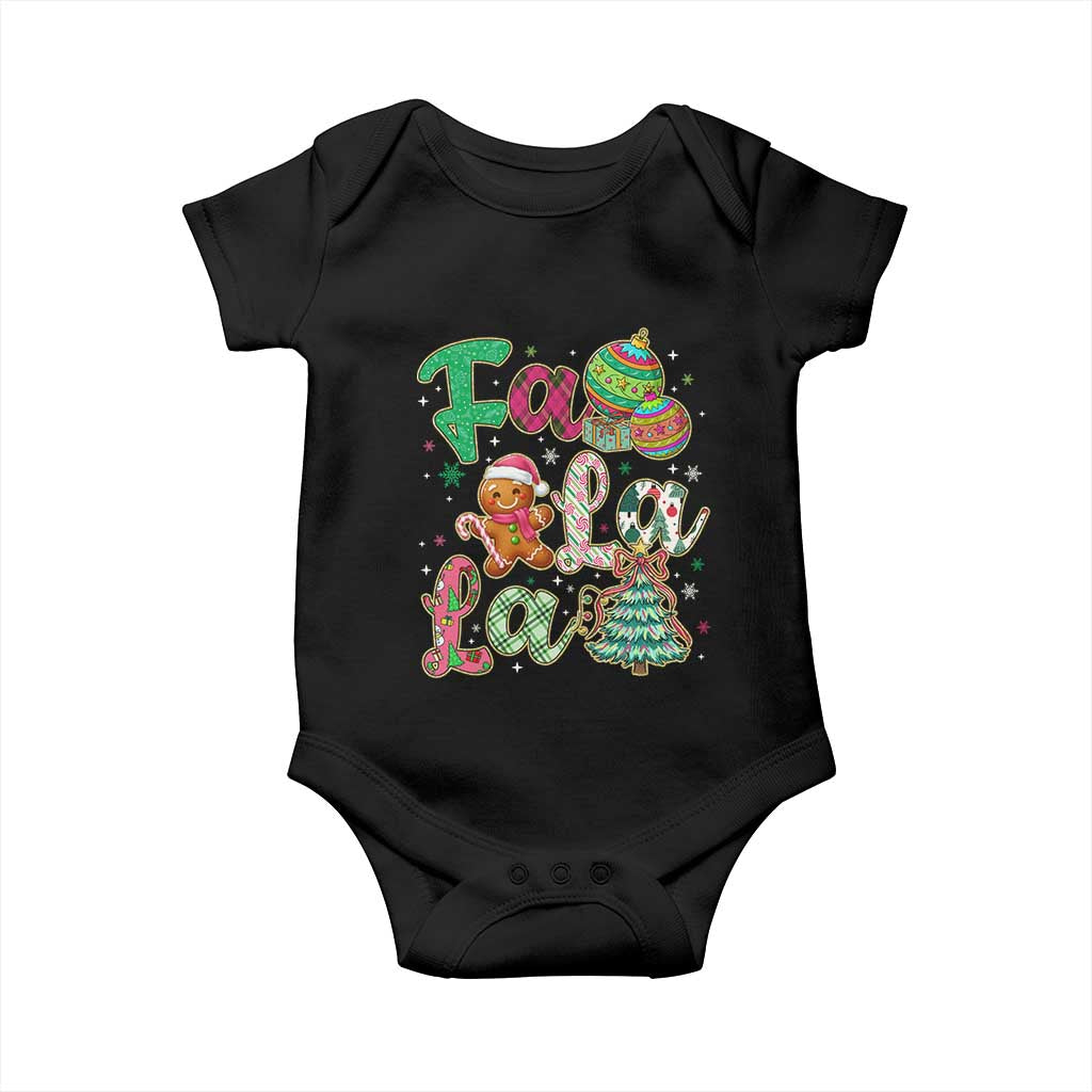 Funny Falala Christmas Song Faux Glitter Gingerbread Baby Onesie - Wonder Print Shop