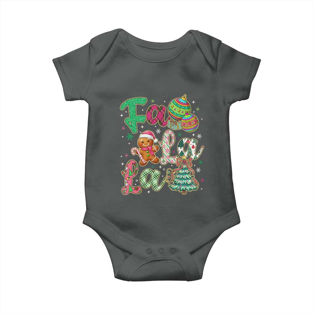 Funny Falala Christmas Song Faux Glitter Gingerbread Baby Onesie - Wonder Print Shop