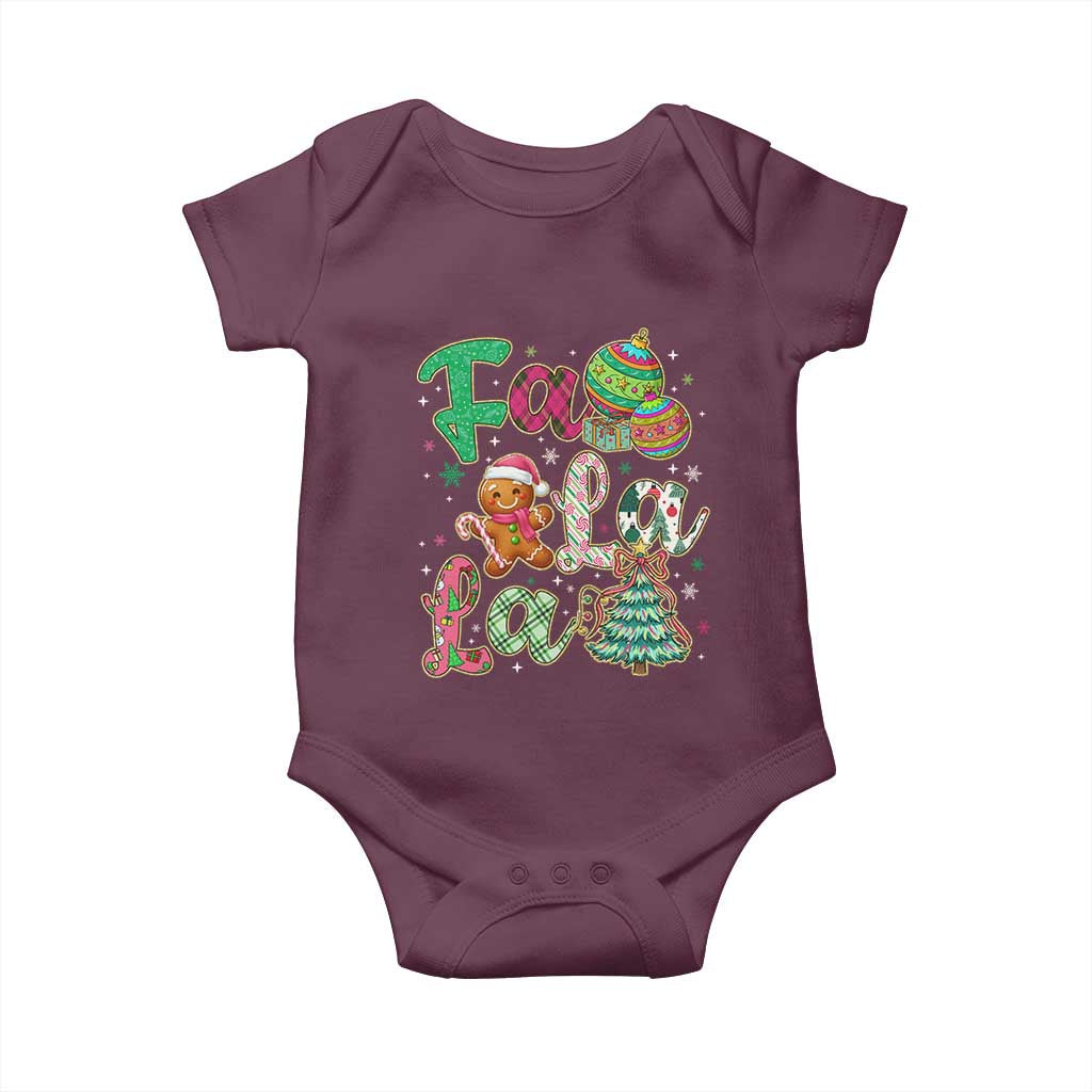 Funny Falala Christmas Song Faux Glitter Gingerbread Baby Onesie - Wonder Print Shop