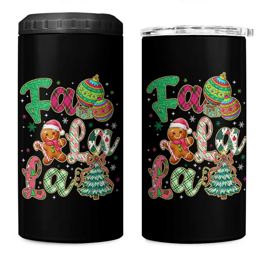 Funny Falala Christmas Song Faux Glitter Gingerbread 4 in 1 Can Cooler Tumbler - Wonder Print Shop