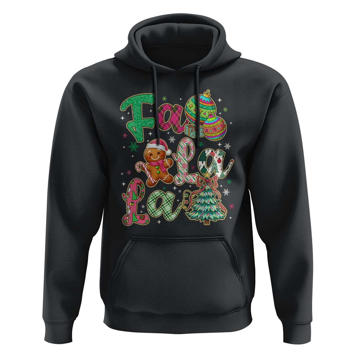 Funny Falala Christmas Song Faux Glitter Gingerbread Hoodie - Wonder Print Shop
