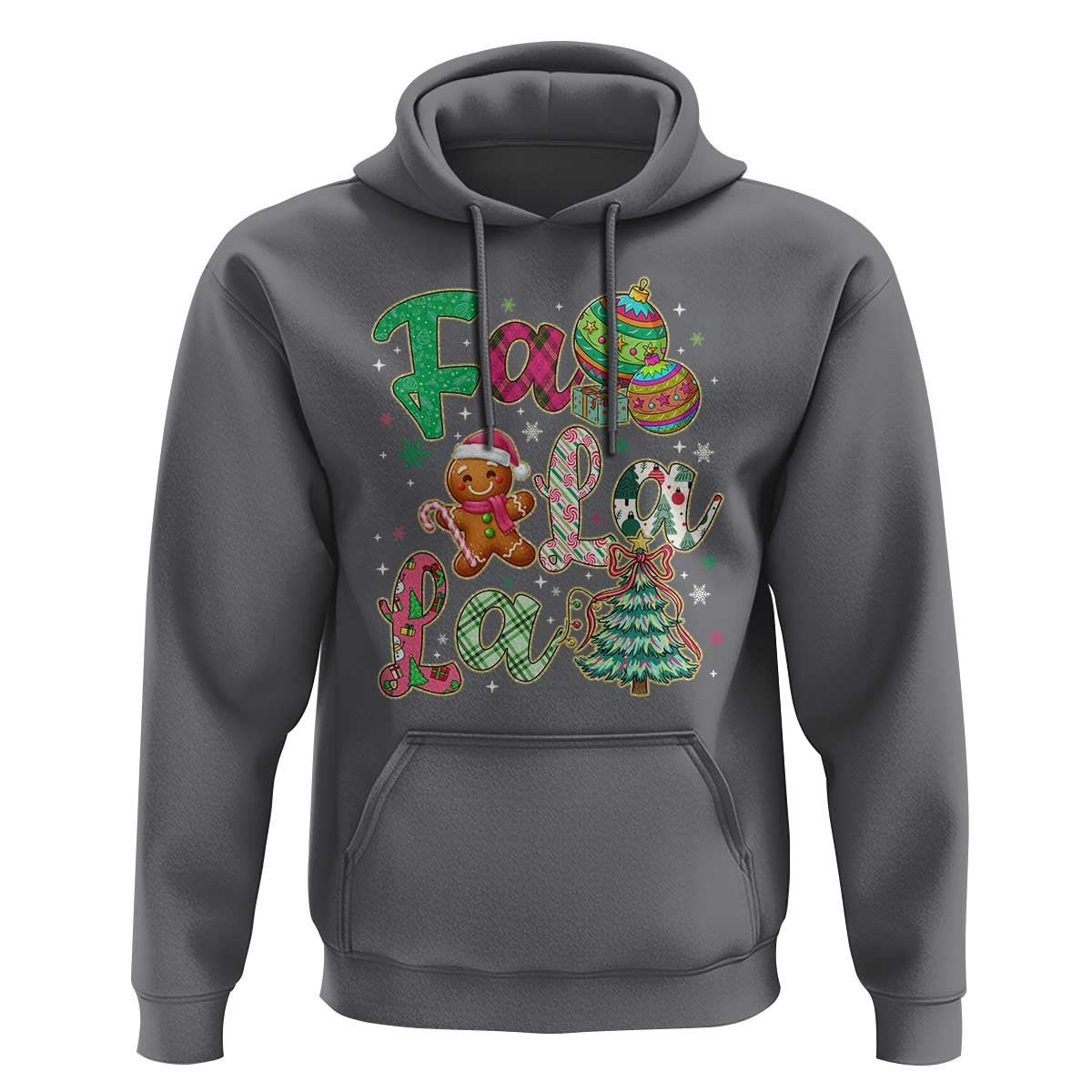 Funny Falala Christmas Song Faux Glitter Gingerbread Hoodie - Wonder Print Shop