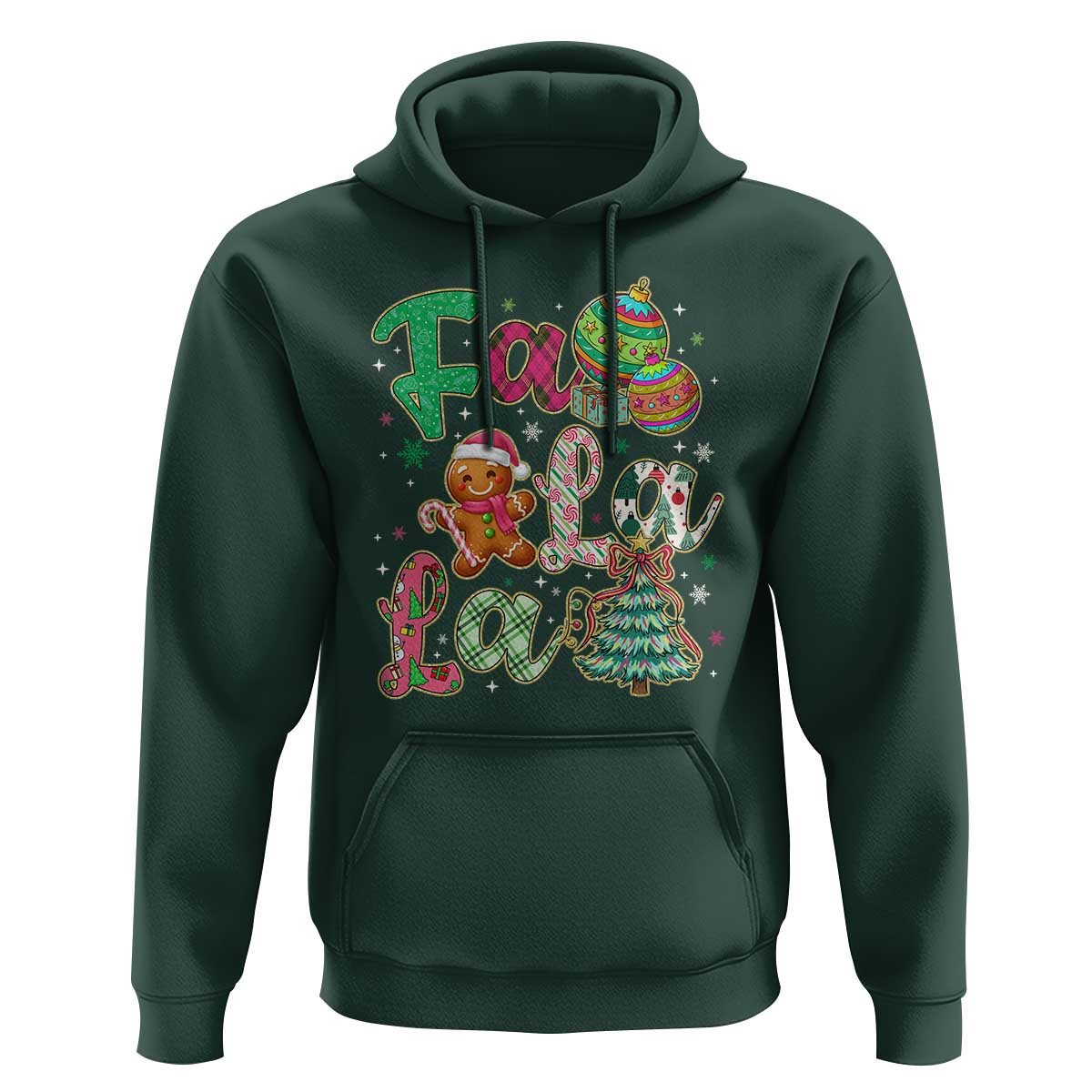 Funny Falala Christmas Song Faux Glitter Gingerbread Hoodie - Wonder Print Shop