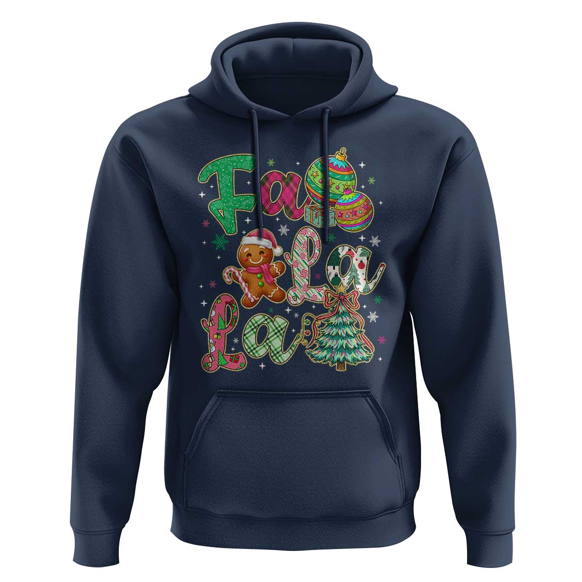 Funny Falala Christmas Song Faux Glitter Gingerbread Hoodie - Wonder Print Shop