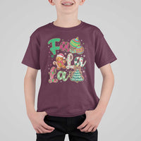 Funny Falala Christmas Song Faux Glitter Gingerbread T Shirt For Kid - Wonder Print Shop
