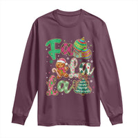 Funny Falala Christmas Song Faux Glitter Gingerbread Long Sleeve Shirt - Wonder Print Shop