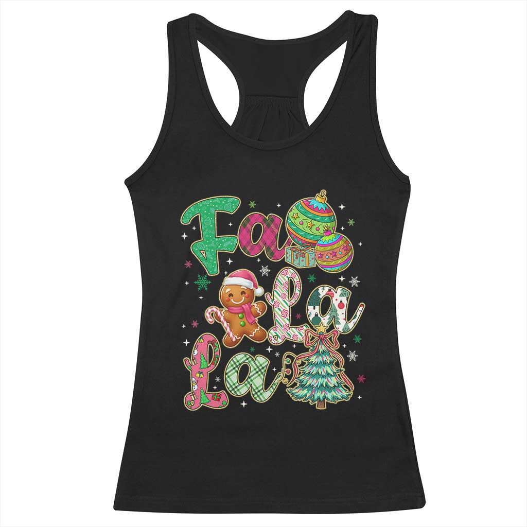 Funny Falala Christmas Song Faux Glitter Gingerbread Racerback Tank Top - Wonder Print Shop