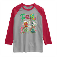 Funny Falala Christmas Song Faux Glitter Gingerbread Raglan Shirt - Wonder Print Shop