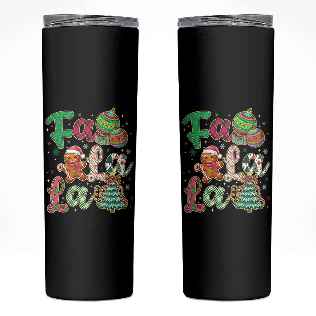Funny Falala Christmas Song Faux Glitter Gingerbread Skinny Tumbler - Wonder Print Shop