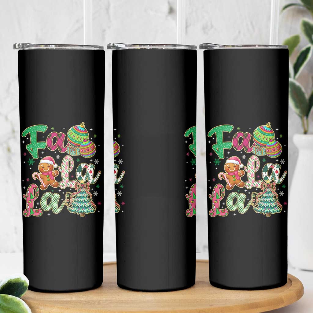 Funny Falala Christmas Song Faux Glitter Gingerbread Skinny Tumbler - Wonder Print Shop