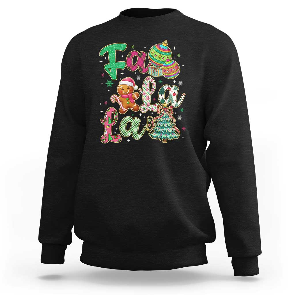 Funny Falala Christmas Song Faux Glitter Gingerbread Sweatshirt - Wonder Print Shop