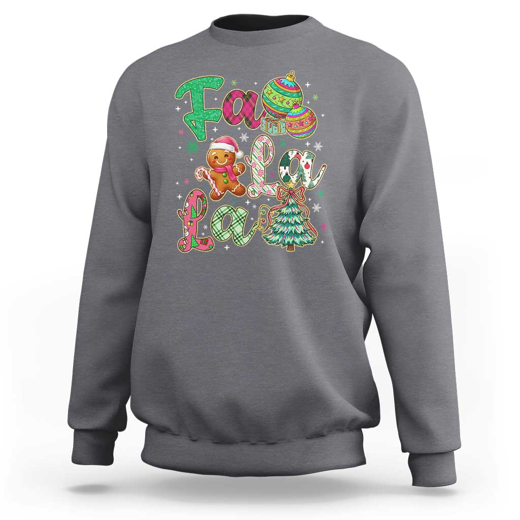 Funny Falala Christmas Song Faux Glitter Gingerbread Sweatshirt - Wonder Print Shop