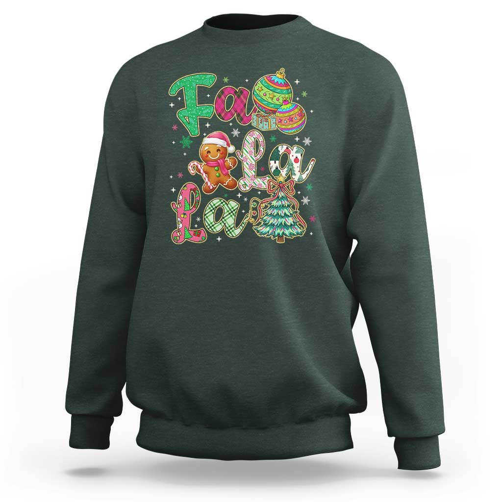 Funny Falala Christmas Song Faux Glitter Gingerbread Sweatshirt - Wonder Print Shop