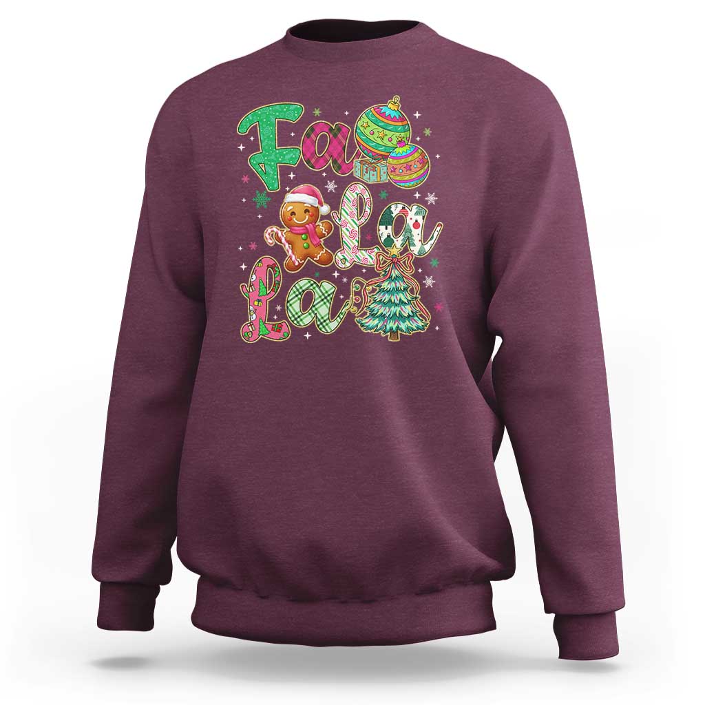 Funny Falala Christmas Song Faux Glitter Gingerbread Sweatshirt - Wonder Print Shop