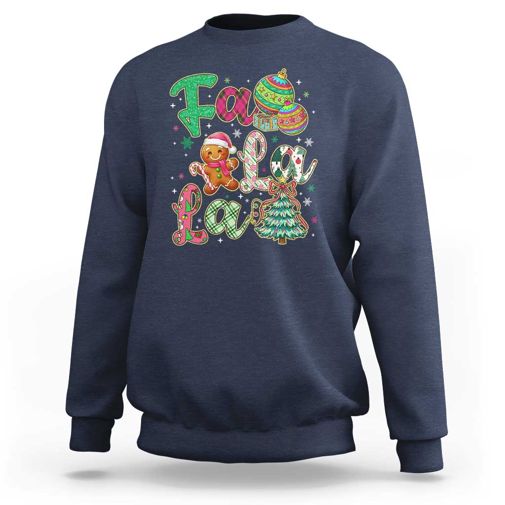 Funny Falala Christmas Song Faux Glitter Gingerbread Sweatshirt - Wonder Print Shop