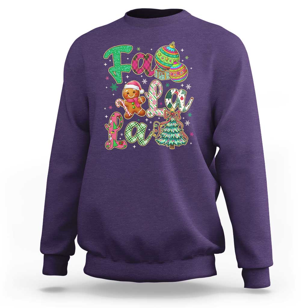 Funny Falala Christmas Song Faux Glitter Gingerbread Sweatshirt - Wonder Print Shop