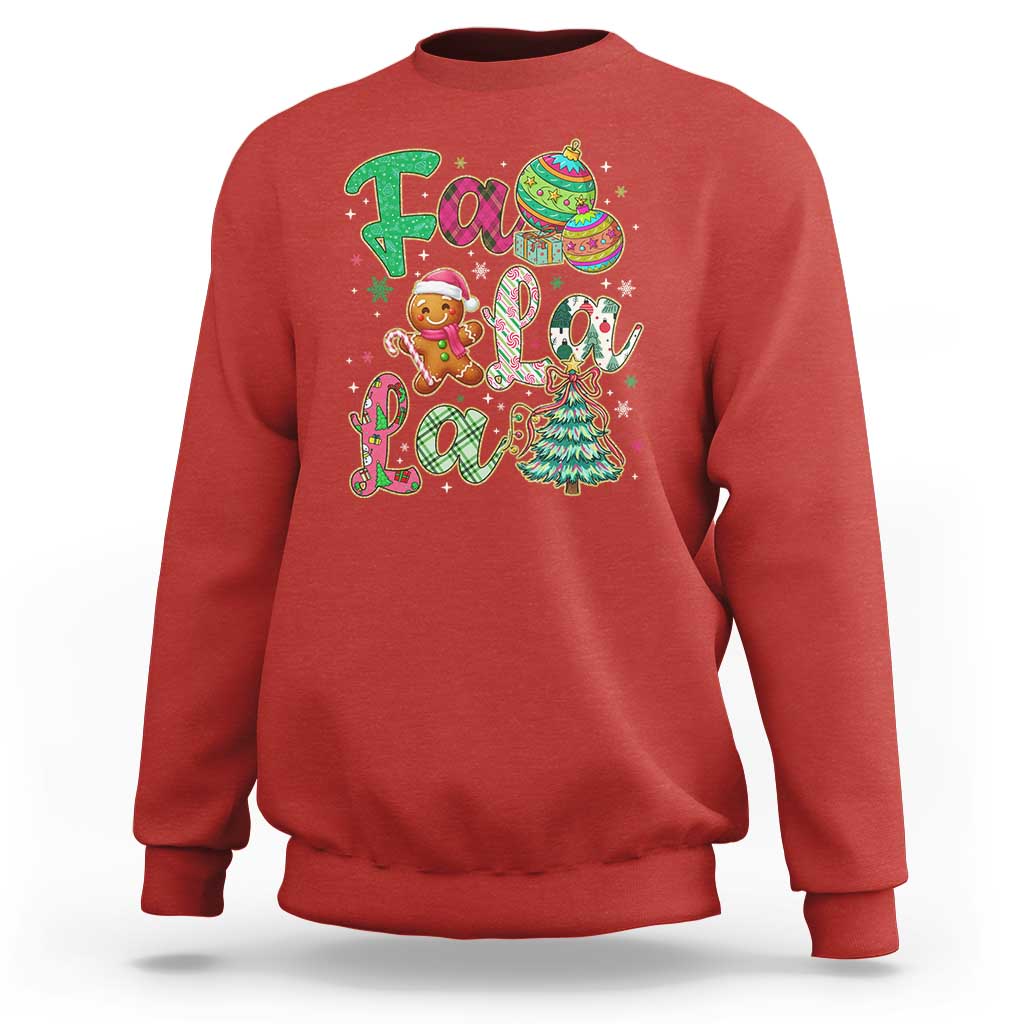 Funny Falala Christmas Song Faux Glitter Gingerbread Sweatshirt - Wonder Print Shop