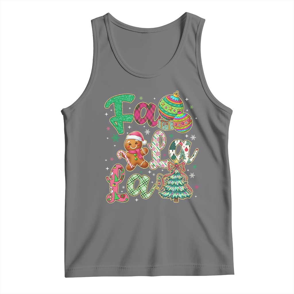 Funny Falala Christmas Song Faux Glitter Gingerbread Tank Top - Wonder Print Shop