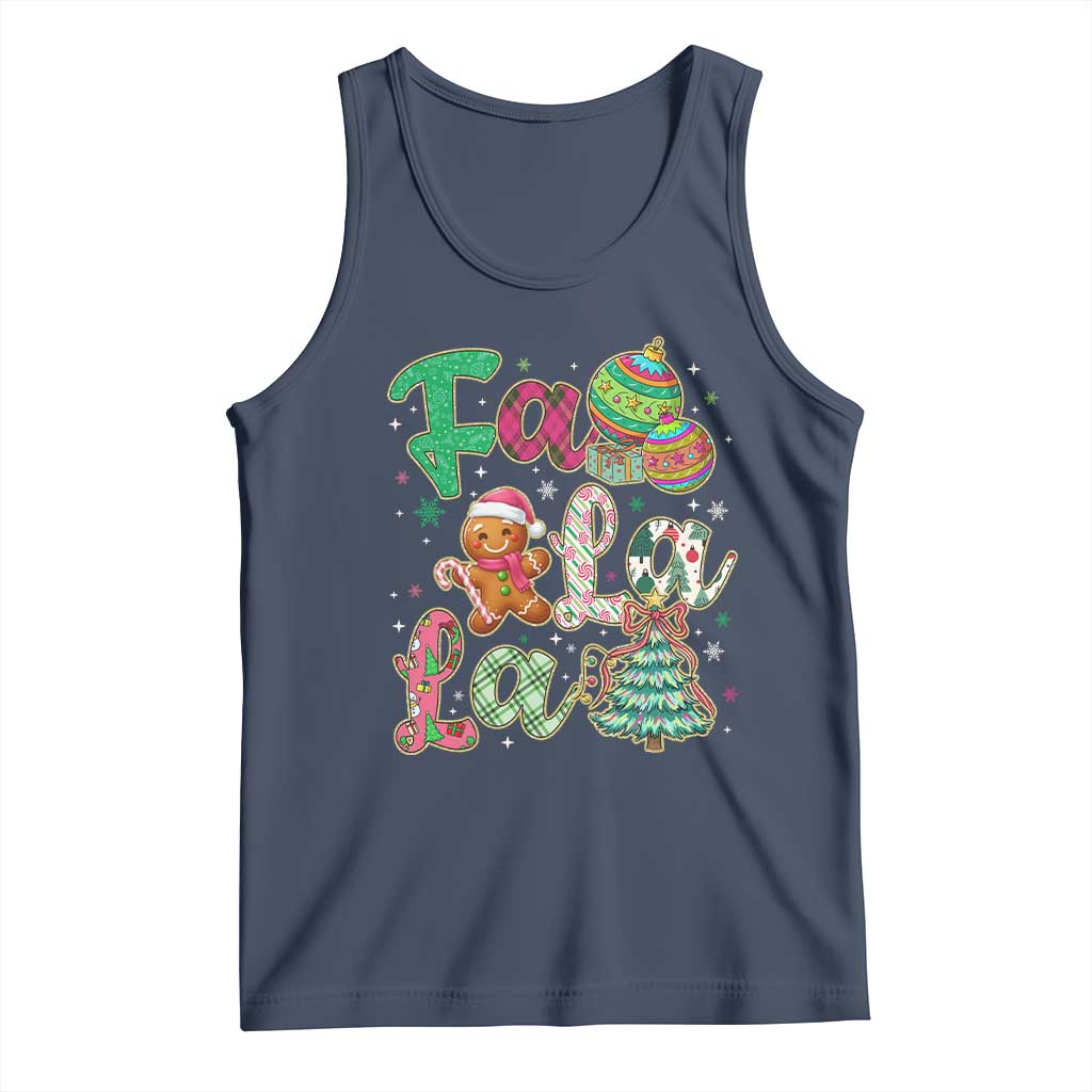 Funny Falala Christmas Song Faux Glitter Gingerbread Tank Top - Wonder Print Shop