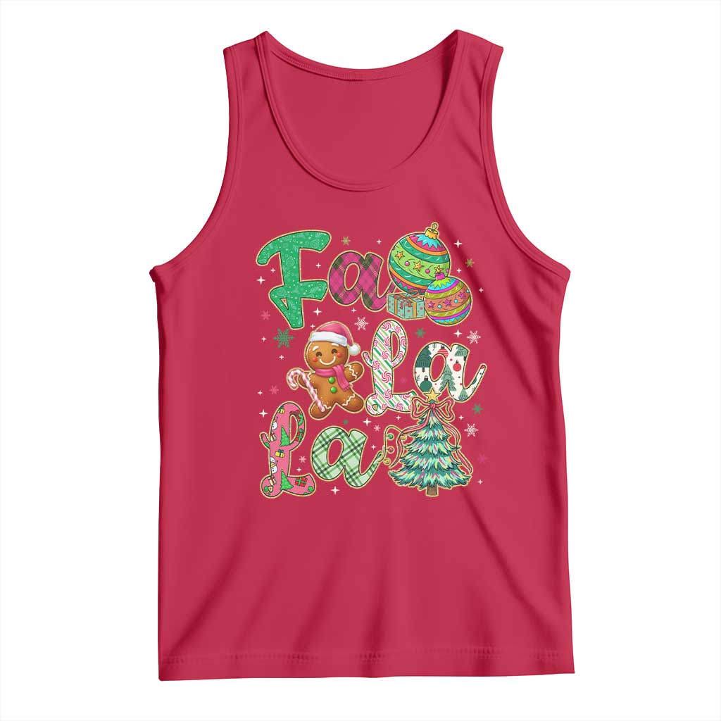Funny Falala Christmas Song Faux Glitter Gingerbread Tank Top - Wonder Print Shop