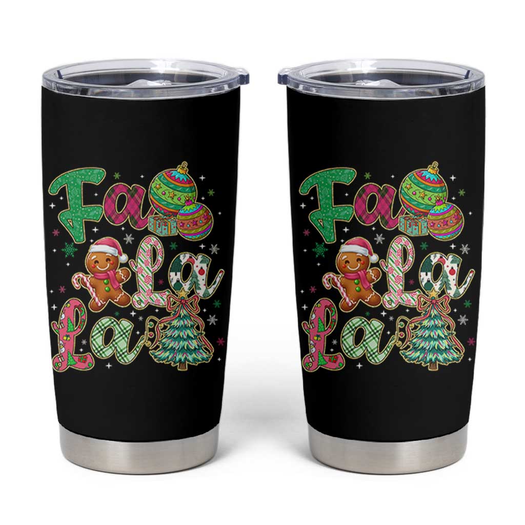 Funny Falala Christmas Song Faux Glitter Gingerbread Tumbler Cup - Wonder Print Shop